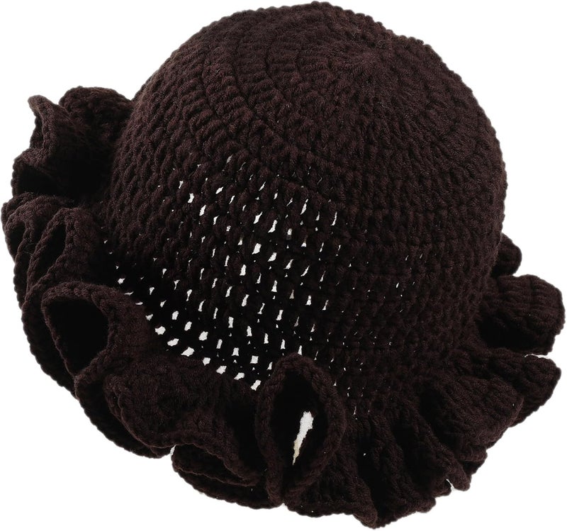 Ahouws Crochet Bucket Hat Women Trendy Knit Floppy Cap Cute Boho Handmade Beanies Outdoor Boho Travel Fishing Hat - Image 1